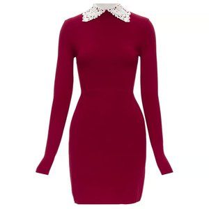 Valentino Red Dress with Lace Collar
